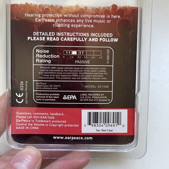 Earpeace Control The Volume Ear Plugs Sleep Concert Work Motorcycle Music OS Red - Picture 3 of 6